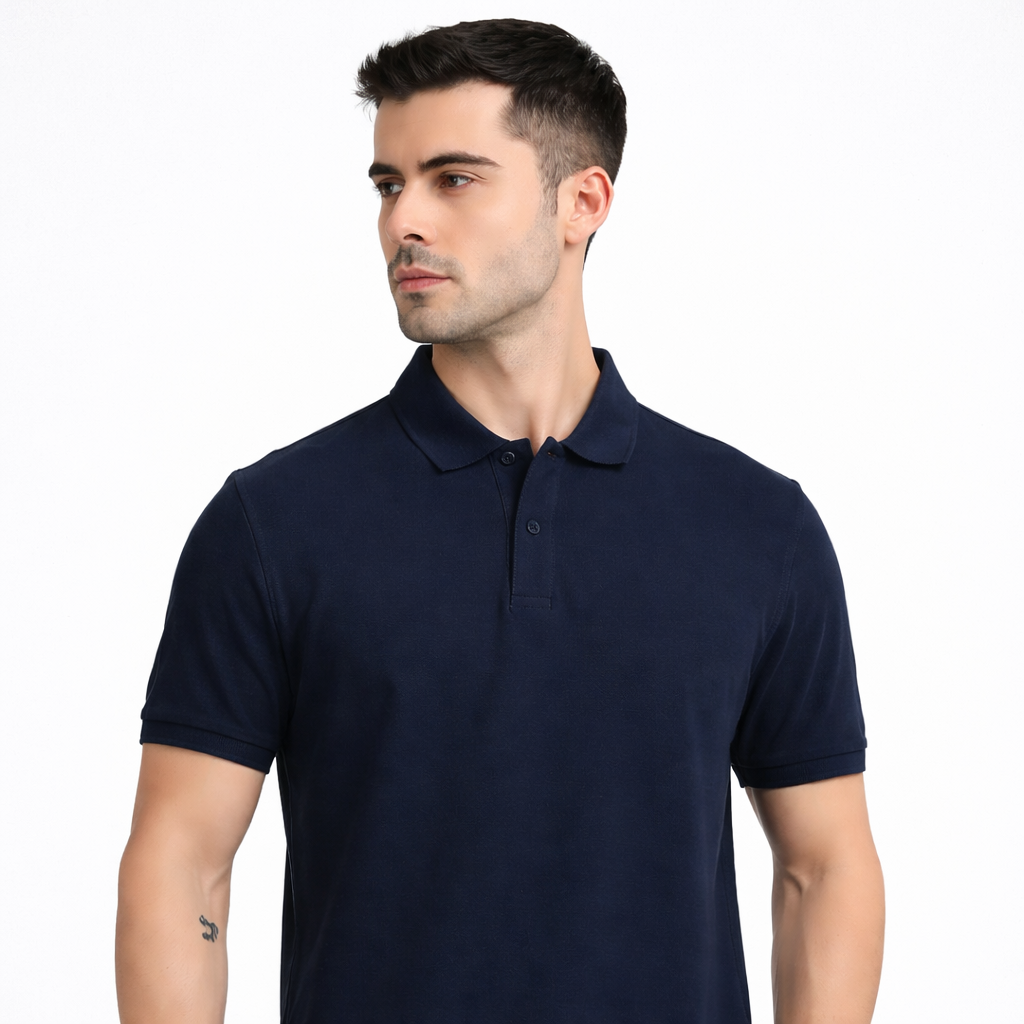BST21- Mark & Spencer Jacquard Polo T-Shirt