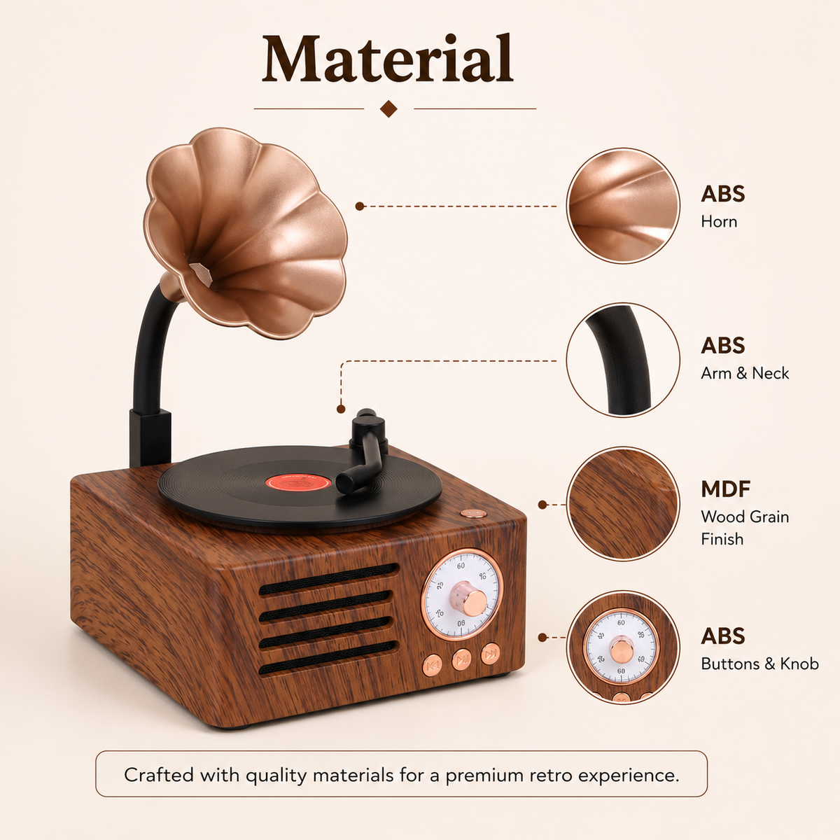 OG08- Retro Gramophone Bluetooth Speaker