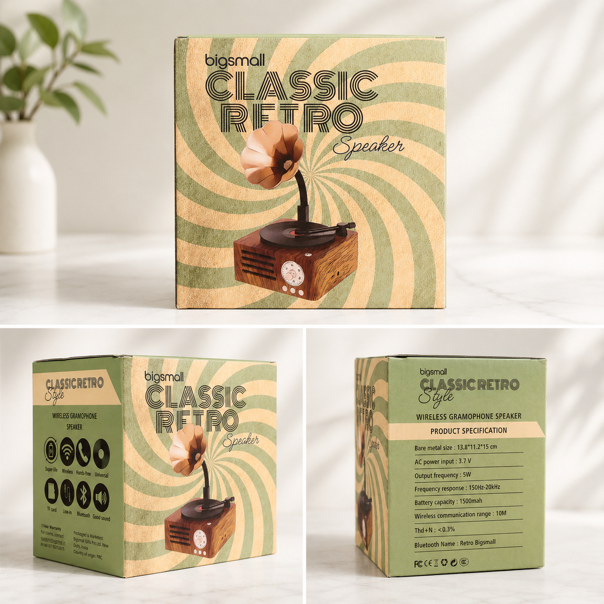 OG08- Retro Gramophone Bluetooth Speaker
