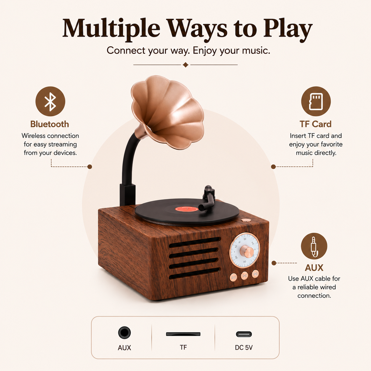 OG08- Retro Gramophone Bluetooth Speaker