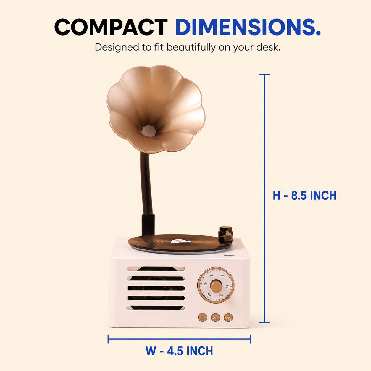 OG61- White Retro Gramophone Bluetooth Speaker