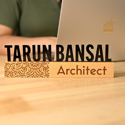 OE113 - Premium Sleek Wooden Desk Name Plate
