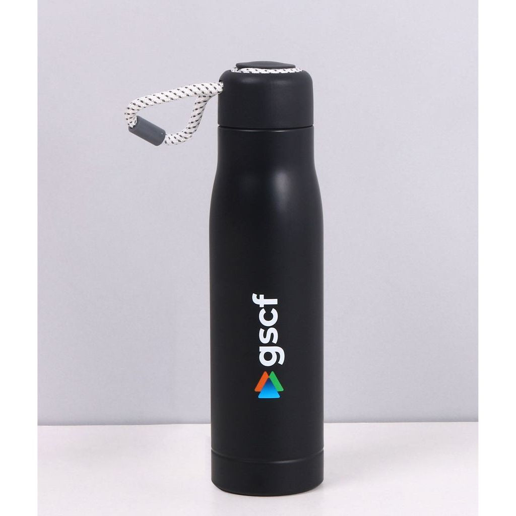 Black  Insulated Bottle With Loop