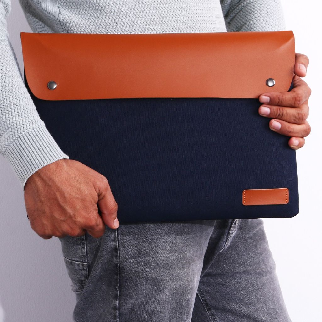 Laptop canvas and Pu Leather Sleeve