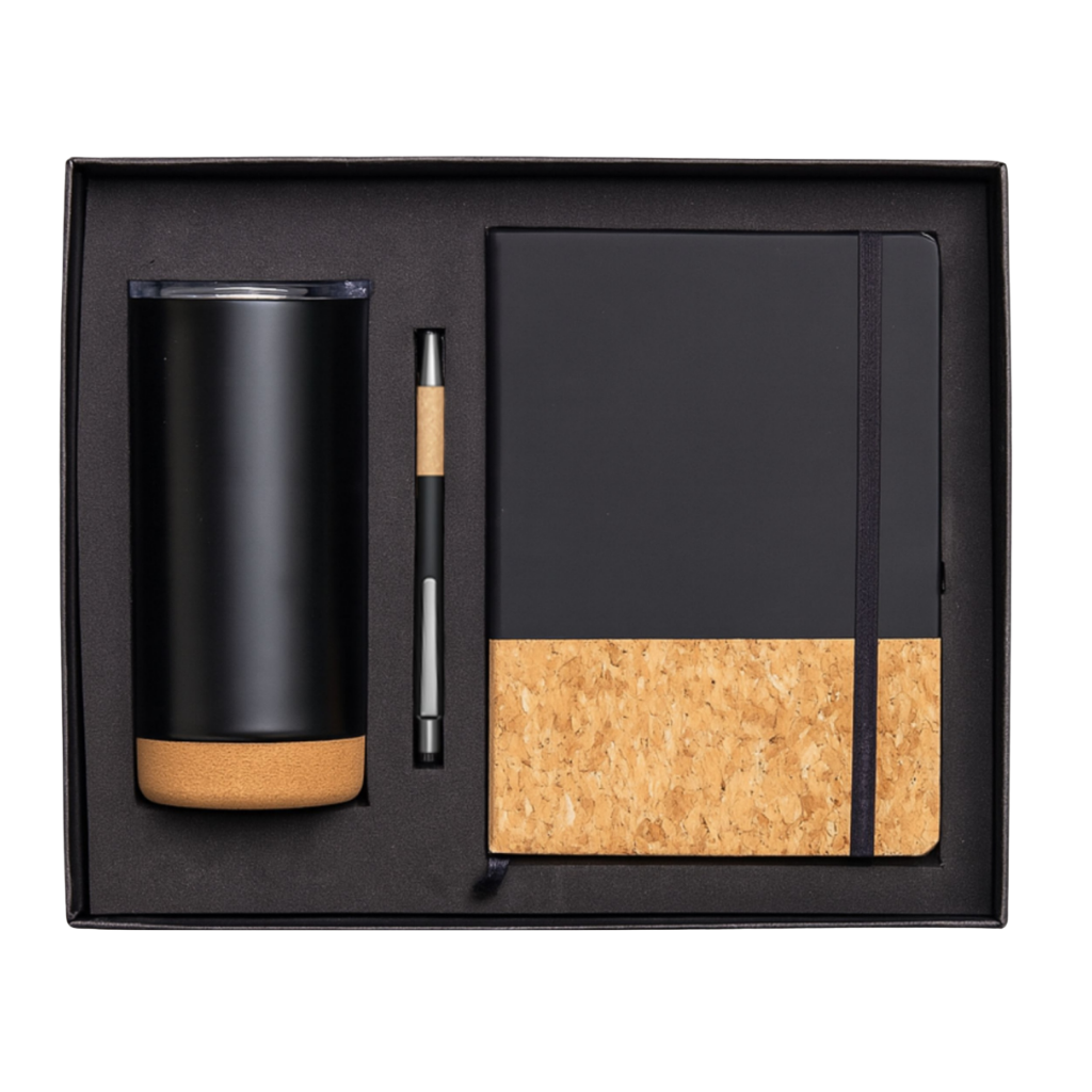 EJK124- 3-IN-1 Cork Gift Set | Notebook | Pen | Tumbler