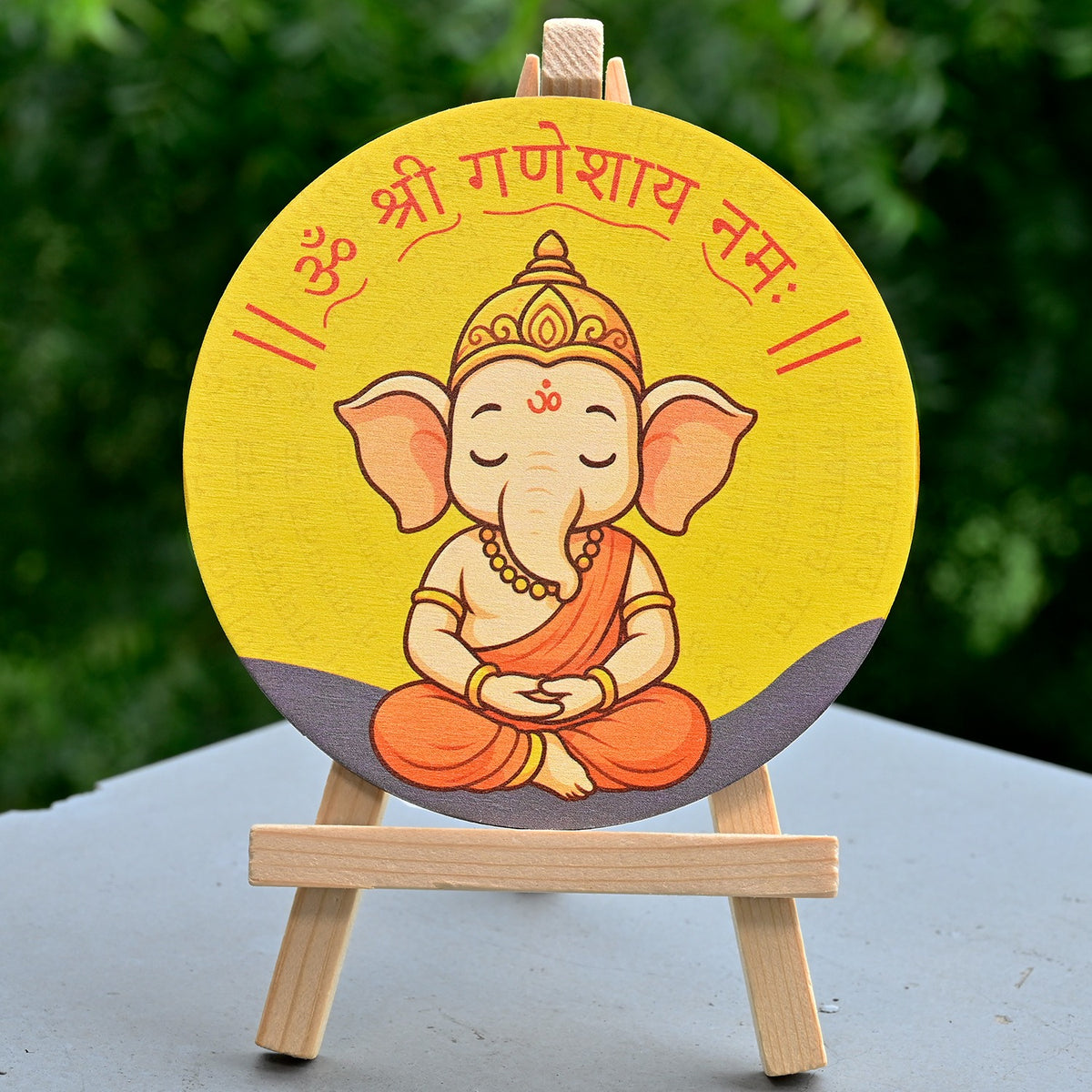 OE124 - Cute Ganesha Wood Print with Easel Stand | Diwali Gifting - Image 2