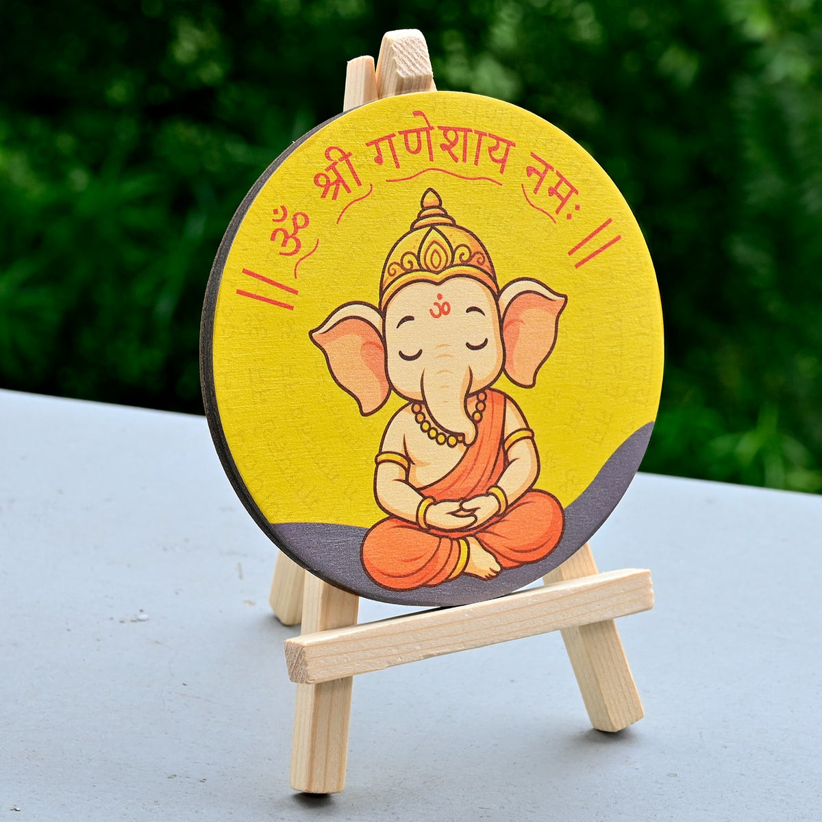 OE124 - Cute Ganesha Wood Print with Easel Stand | Diwali Gifting - Image 3