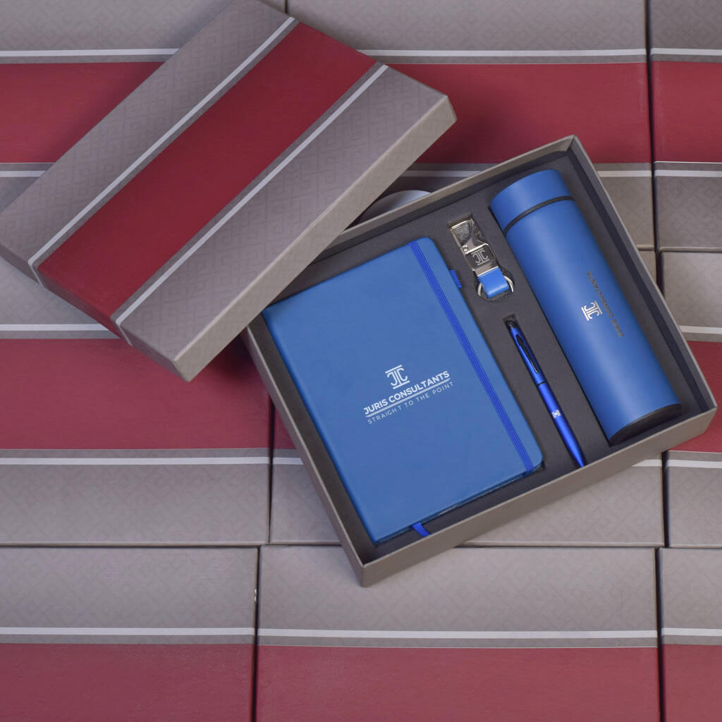 EJK114- 4-IN-1 Gift Set | Notebook | Pen | Keychain | Temperature  Bottle