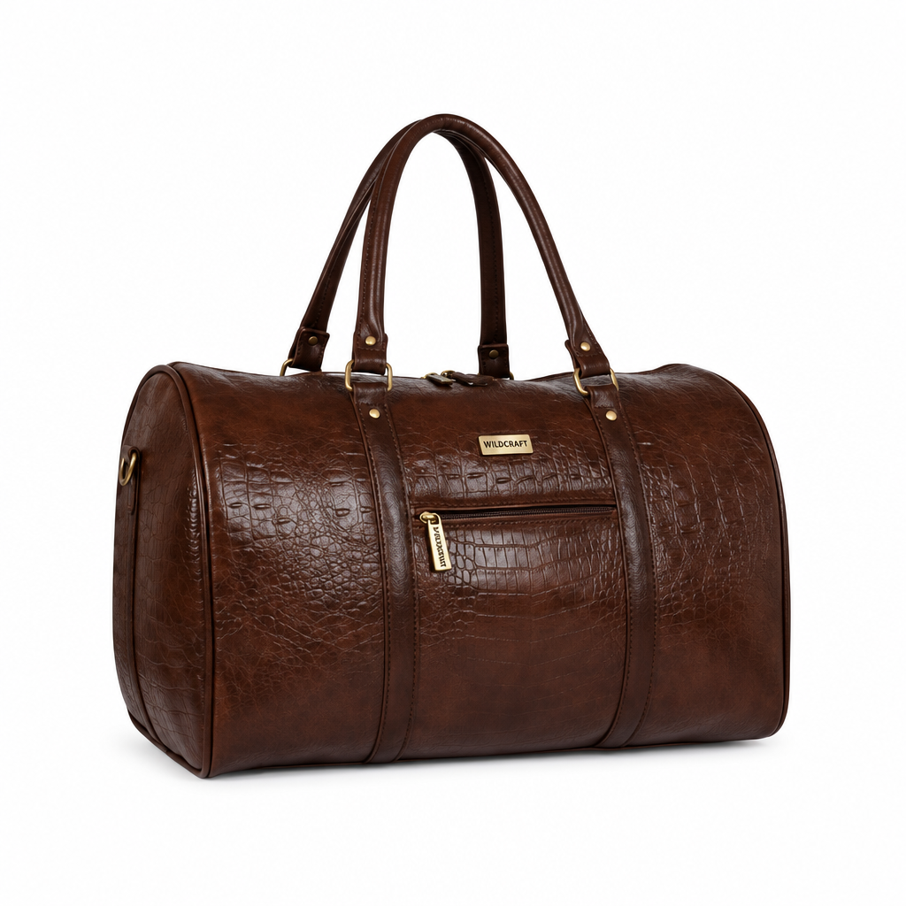 Fur Jaden Croc Weekender Duffle Bag - Brown