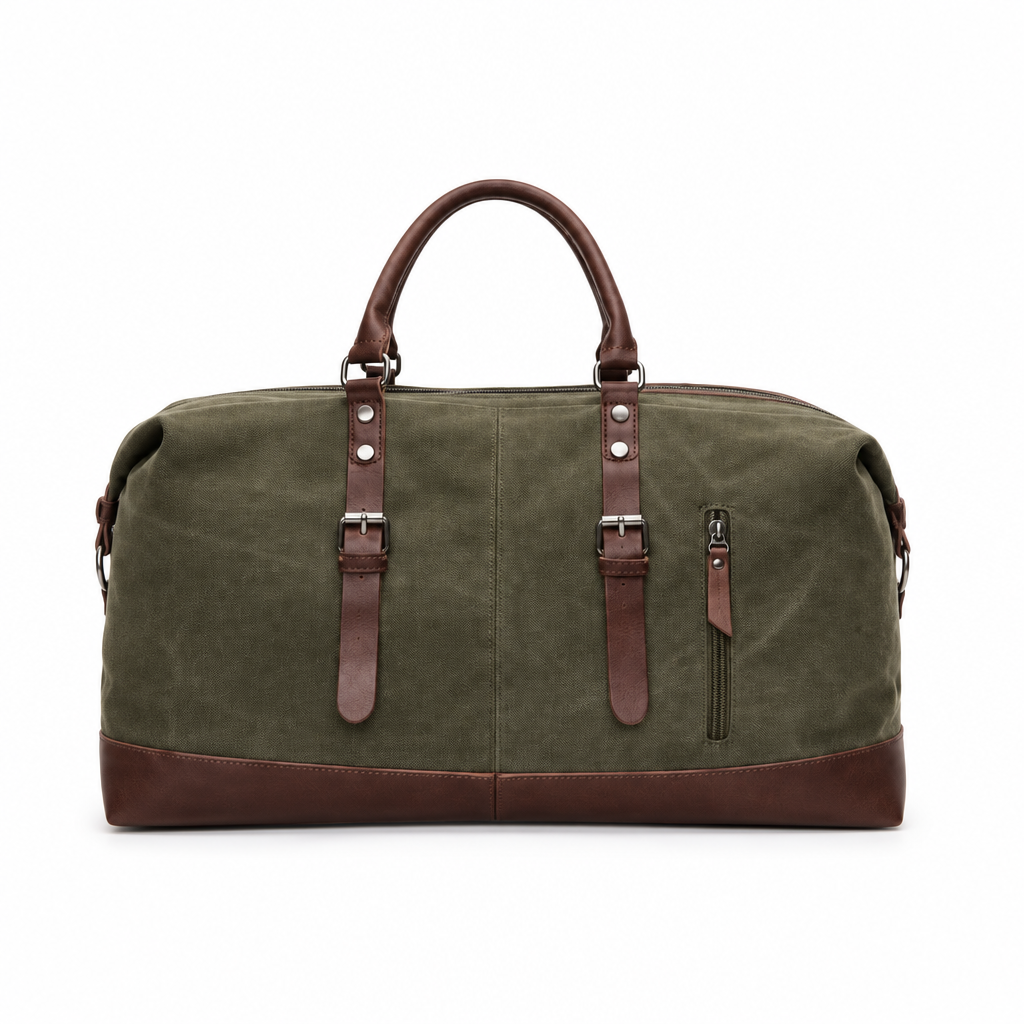 Fur Jaden Canvas Travel Duffle Bag - Military Green