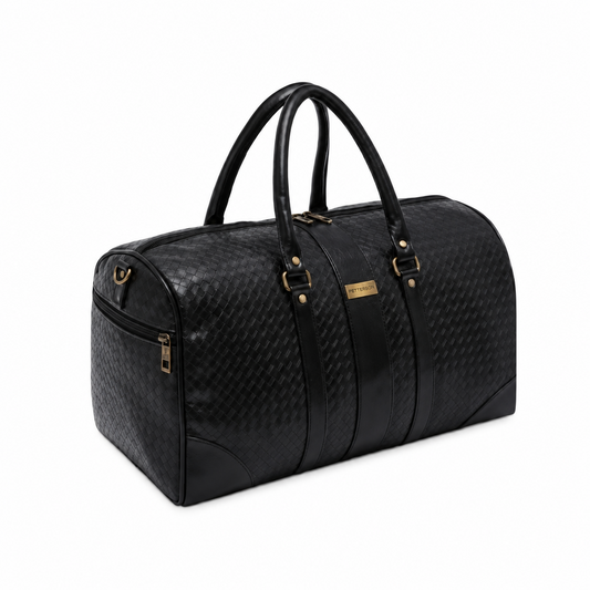 Fur Jaden Textured Travel Duffle Bag - Black