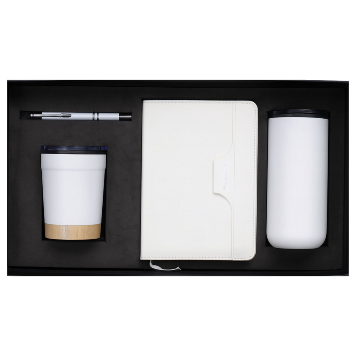 White 4-IN-1 Gift Set | Diary | Pen | Flask | Mug