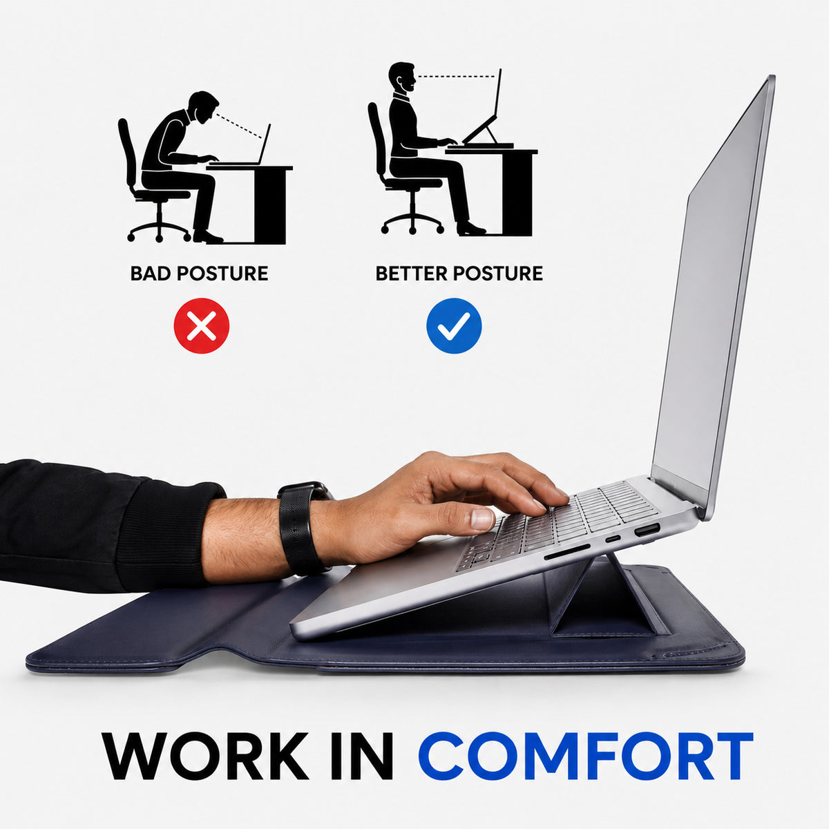 OG14- Elevate Pro Leather Laptop Sleeve with Magnetic Stand