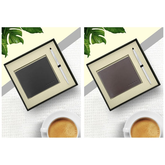 GS52 - Cross Classic Century Chrome BP Pen + Leather Card Wallet square catalogue product image