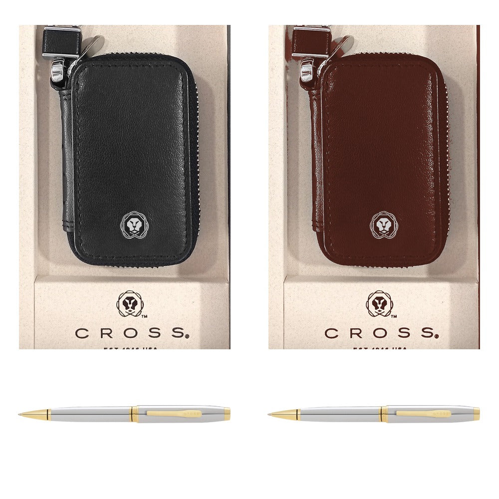 GS68 - Cross Coventry Chrome/Gold BP Pen + Chic Car Key Holder Small square catalogue product image