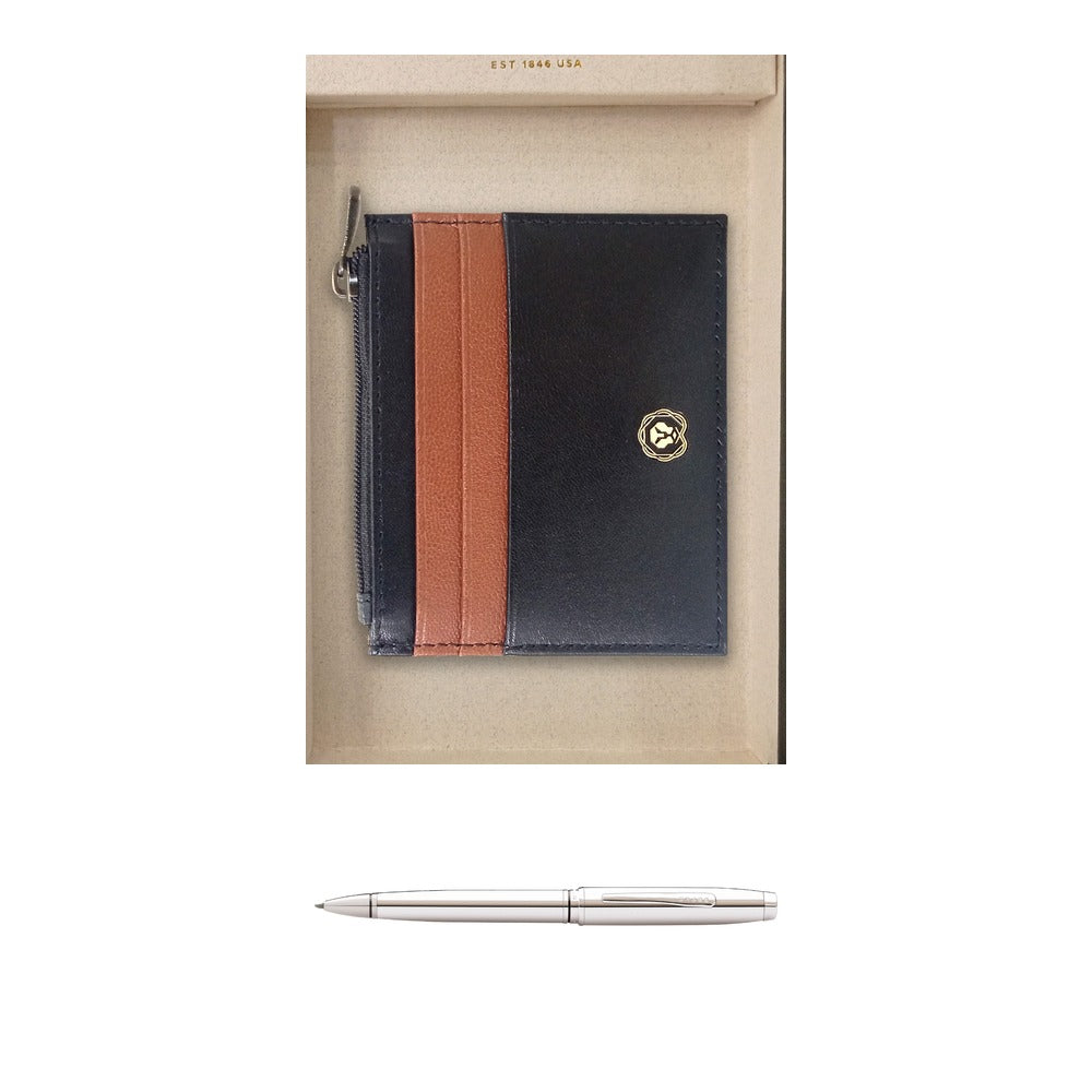 GS75 - Cross Coventry Chrome BP Pen + Dichromatic Zip Card Holder square catalogue product image