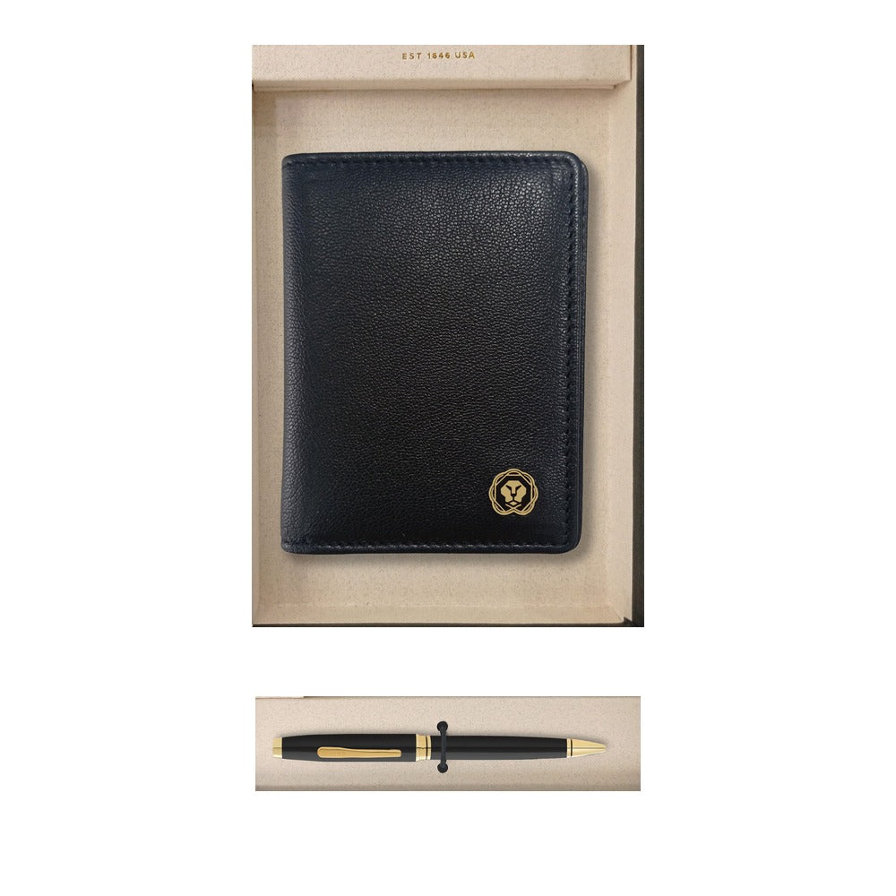 GS84 - Cross Coventry Black Lacquer with Gold Appointments Ball Point Pen + Elite Gusset Card Case square catalogue product image