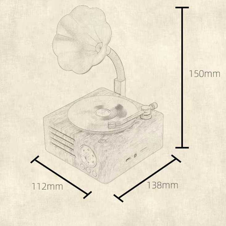 OG08- Retro Gramophone Bluetooth Speaker