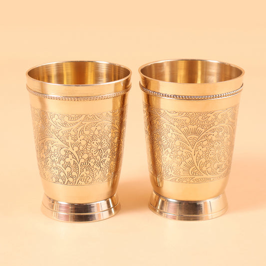 CD277 - Engraved Brass Tumbler Set of 2