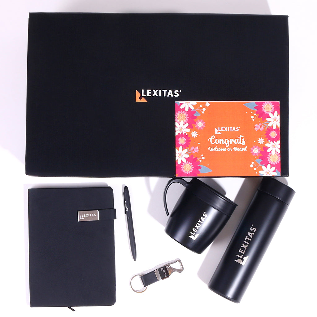 EJK79- Lexitas 5-IN-1 Gift Set | Notebook | Pen | Mug | Keychain | Bottle