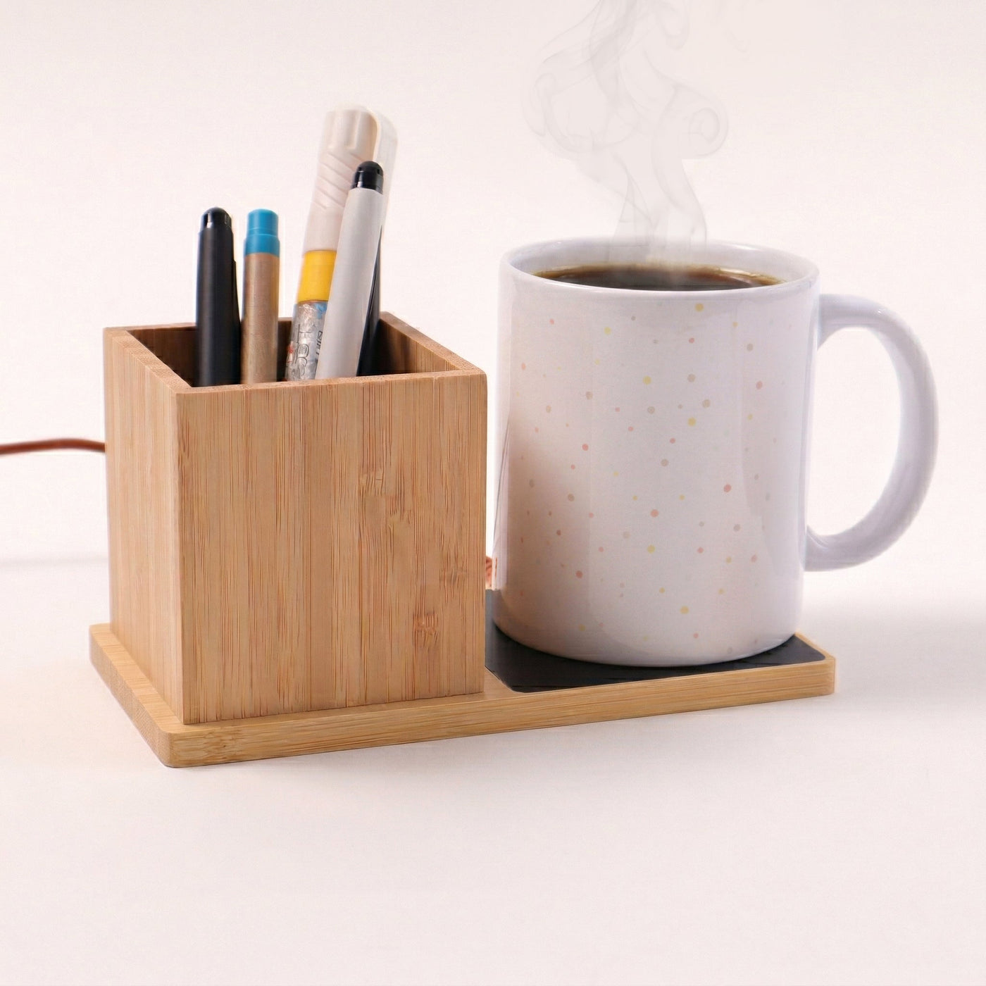 ED163- Bamboo Pen Stand & Cup Warmer