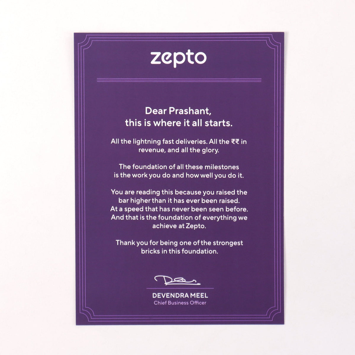 CGH80- Zepto Corporate Order