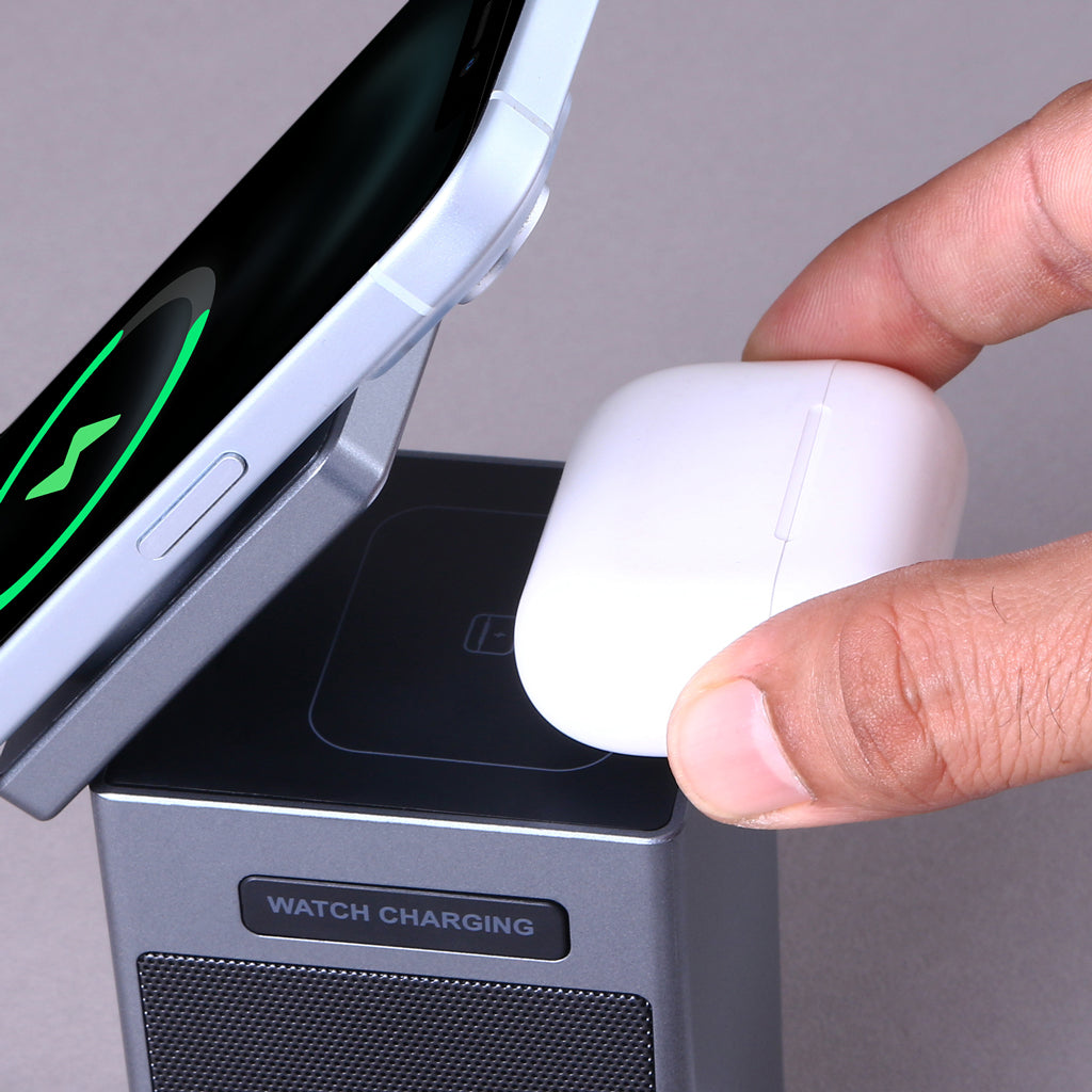 OG05- Pixel Dock 5-IN-1 Wireless Charger with Speaker and Clock