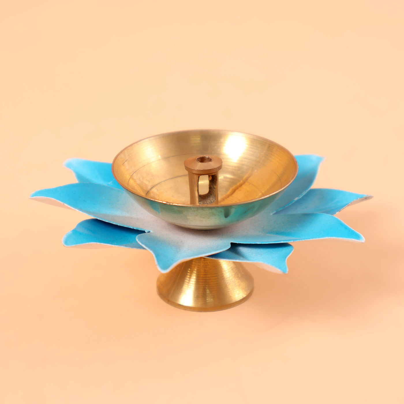 CD348- Flower Shaped Metal Diya