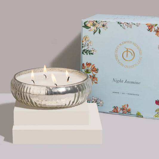CD326- Doft Mercury Glass Tray Silver Night Jasmine Candle