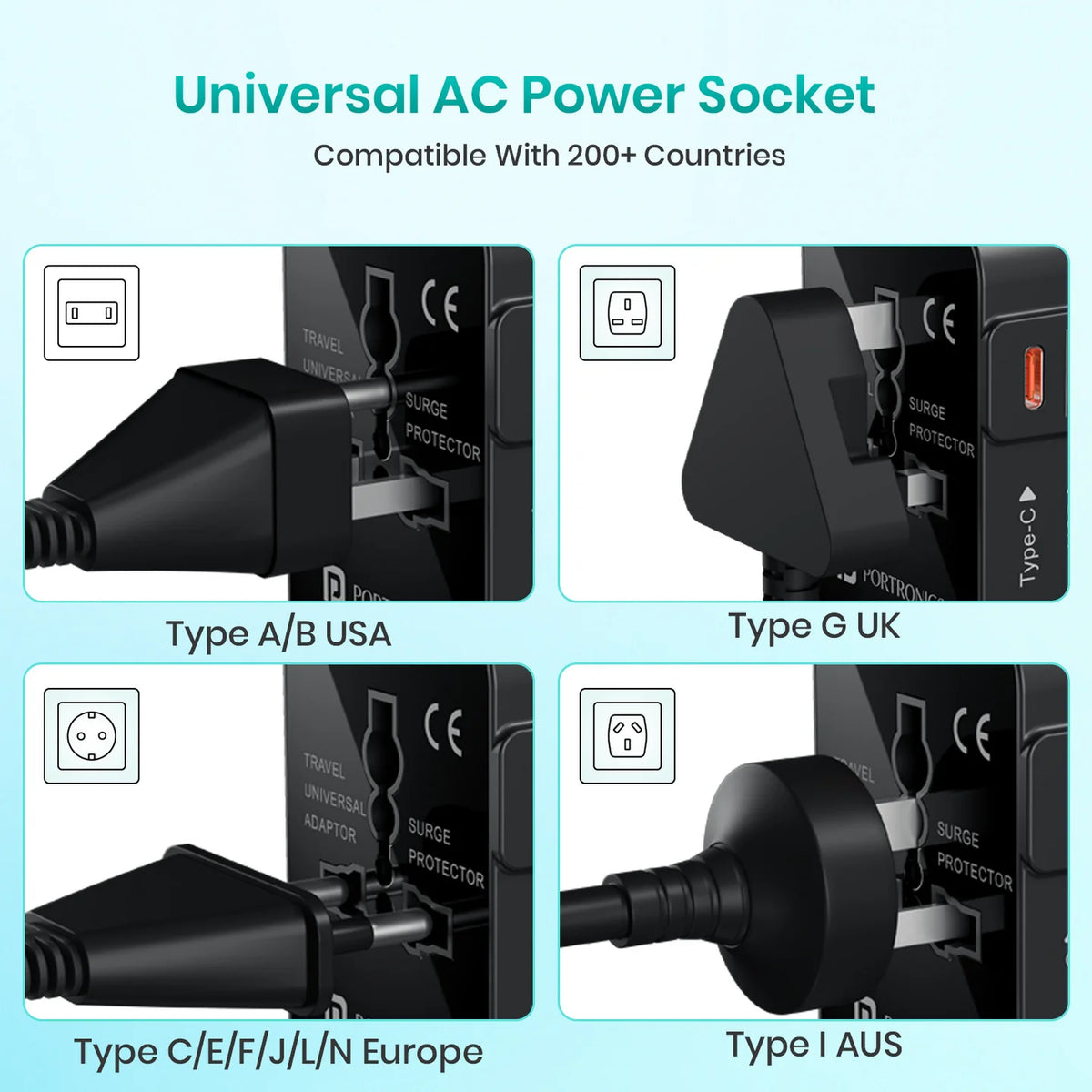 ED44- Portronics Juicemate Universal Travel Adaptor
