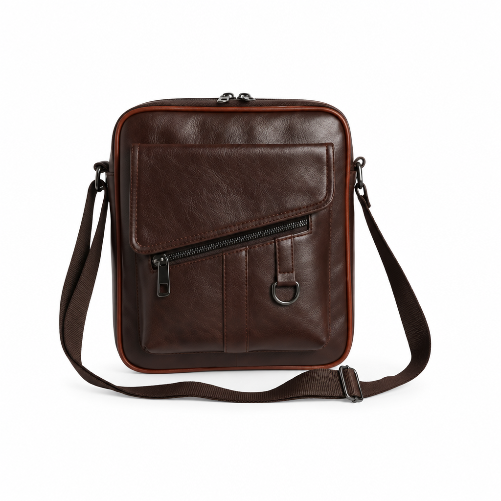 Fur Jaden Leatherette Crossbody Sling Bag - Brown