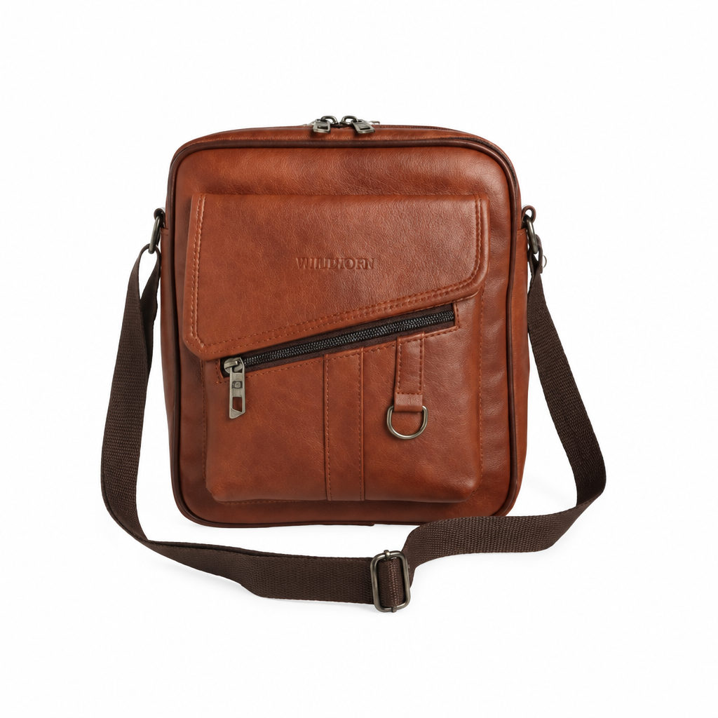 Fur Jaden Leatherette Crossbody Sling Bag - Tan