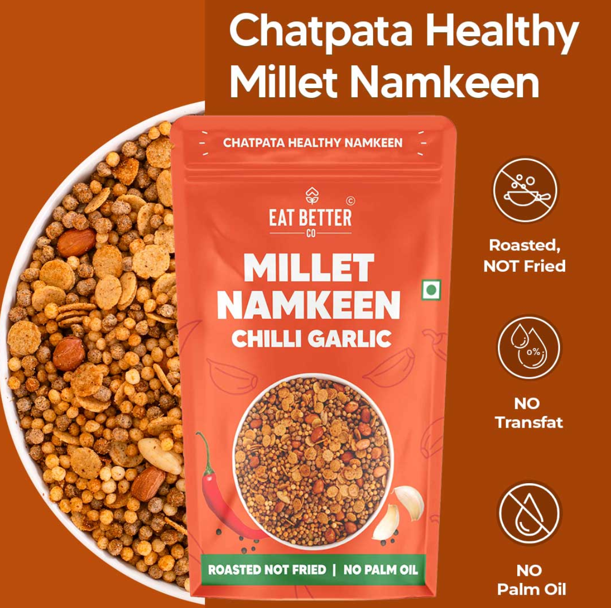 Eat Better Chilli Garlic Millet Namkeen