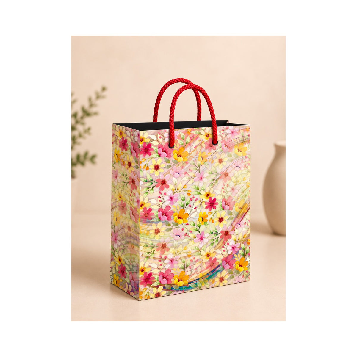 PB39- Multicolour Wildflower Medium Paper Bag