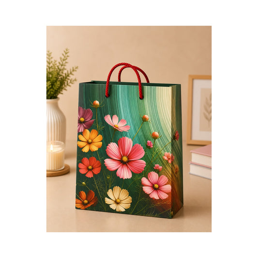 PB45- Emerald Lotus Garden Medium Paper Bag