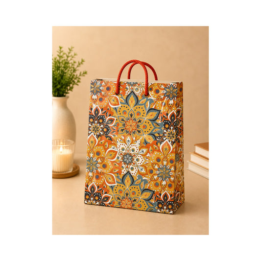 PB46- Vintage Ornamental Floral Medium Paper Bag