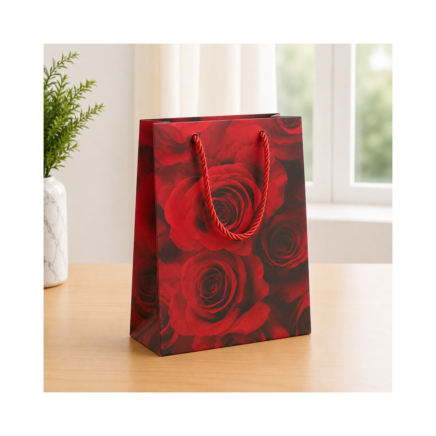 PB48- Red Rose Medium Paper Bag