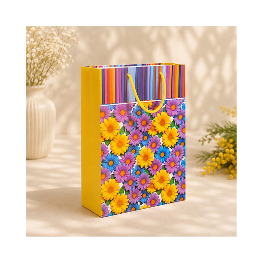 PB55- Colourful Daisy Garden Medium Paper Bag