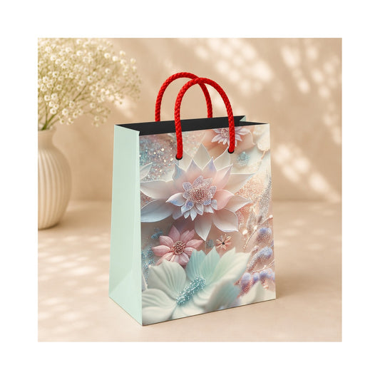 PB57- Pastel Floral Bloom Medium Paper Bag