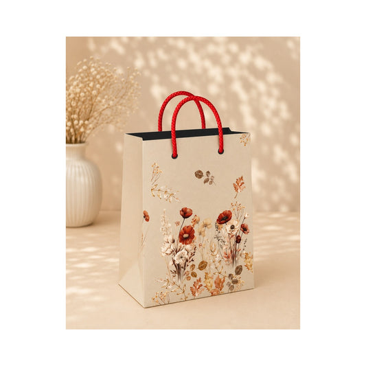 PB60- Ivory Rose Garden Medium Paper Bag