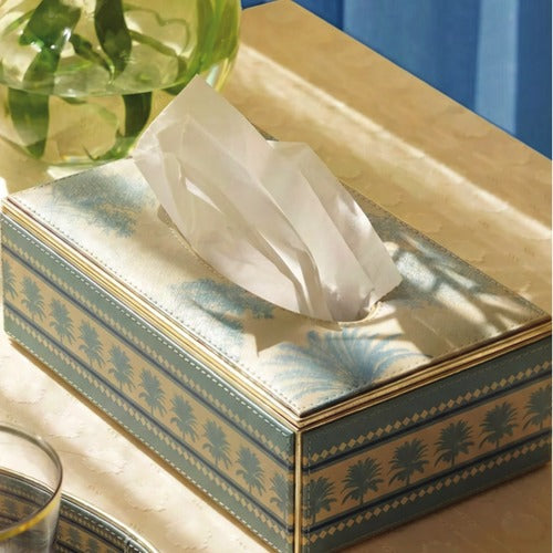 CD230-Pure Home & Living-Blue Varena Print Plant Based Leather Tissue Box