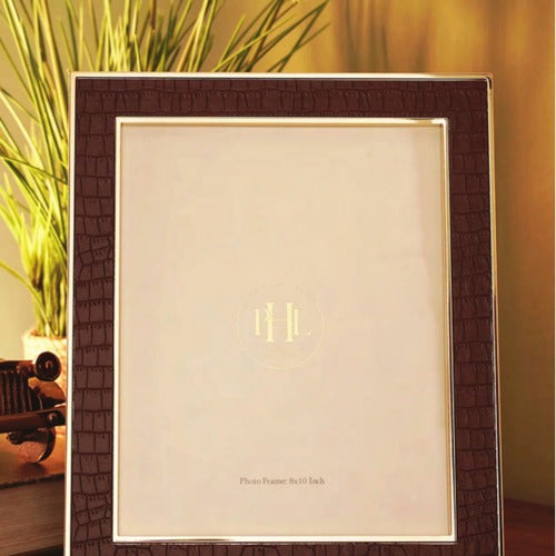 CD234-Pure Home & Living-Gold Plated Croco Plant Based Leather Photo Frame - Large