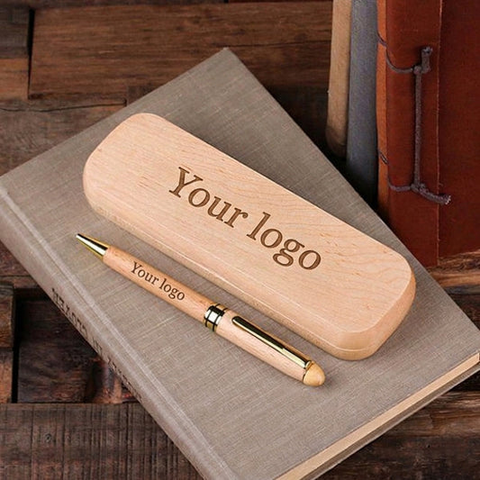 OE135 - Personalised Wooden Pen with Wooden Case – Eco-Friendly Engraved Gift Pen