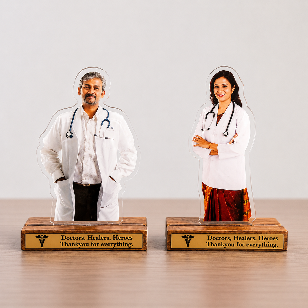 OE138 - Personalized Acrylic Standee with Wooden Base - Image 2