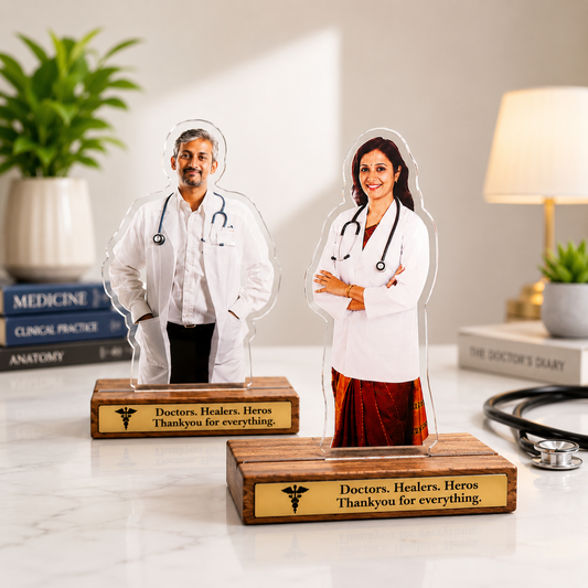 OE138 - Personalized Acrylic Standee with Wooden Base