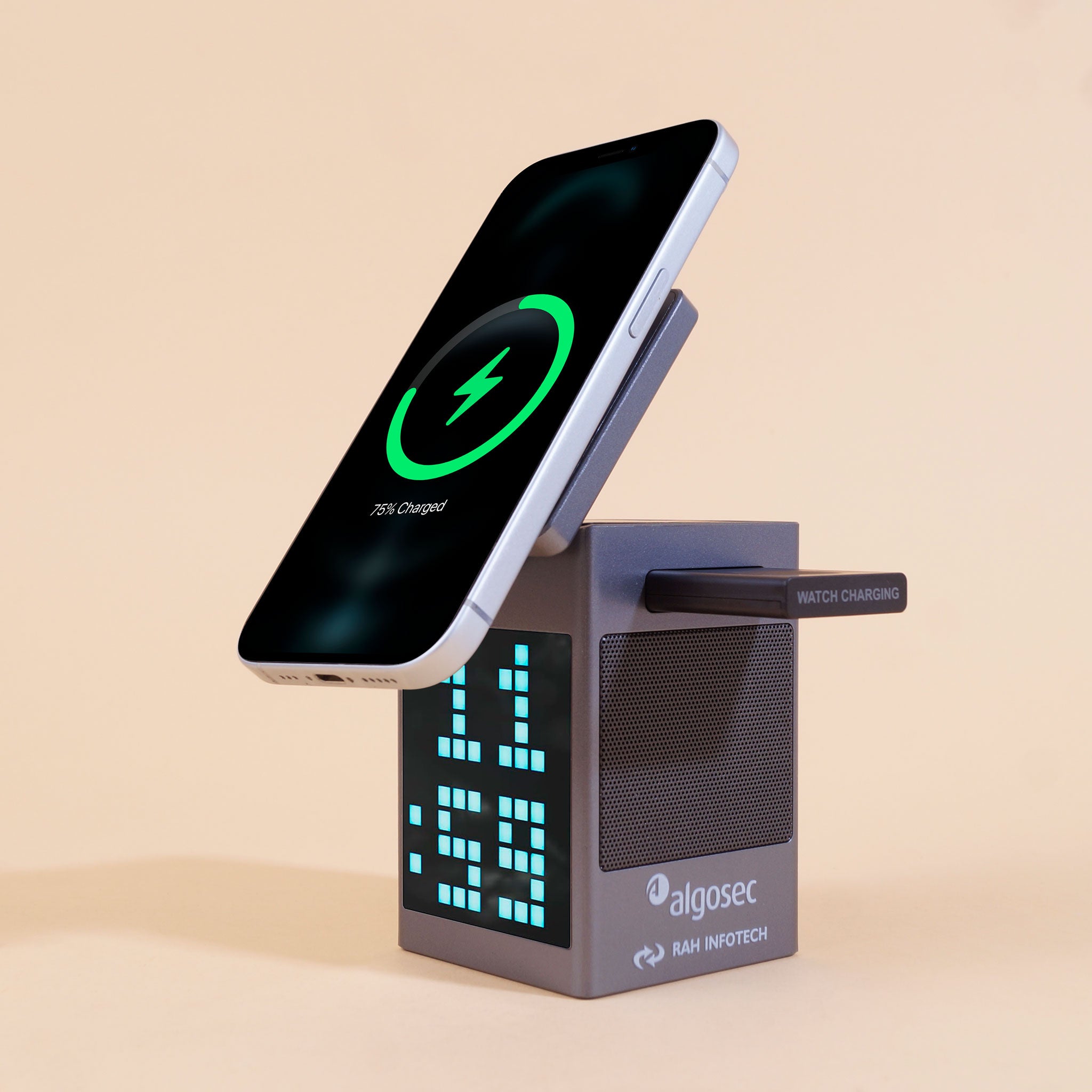 OG05- Pixel Dock 5-IN-1 Wireless Charger with Speaker and Clock
