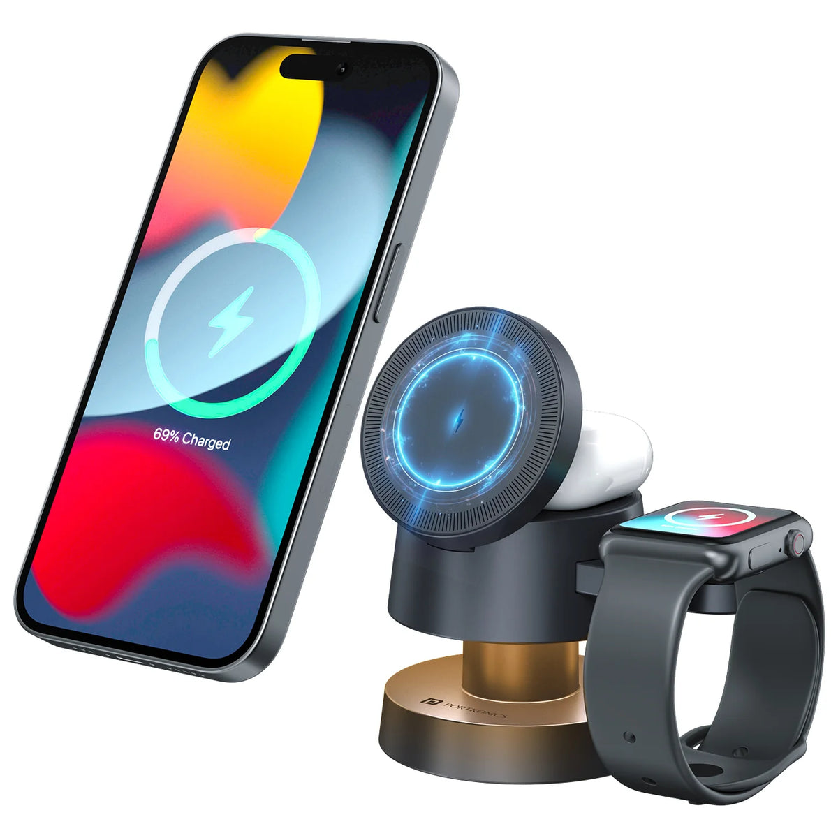 ED42- Portronics Tricharge 15W Wireless Charger