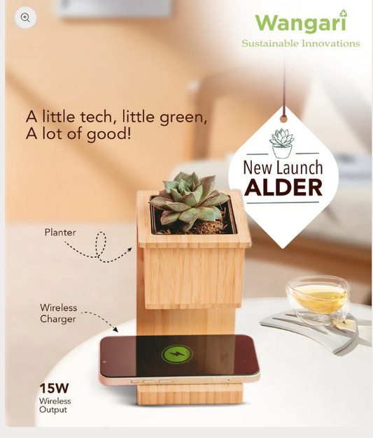 ED152- Wangari Alder Wireless Charger with Planter