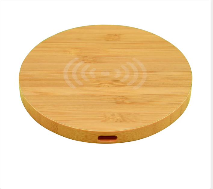 ED155- Olive 15W Round Wireless Bamboo Charger