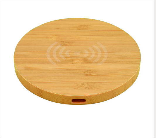 ED155- Olive 15W Round Wireless Bamboo Charger